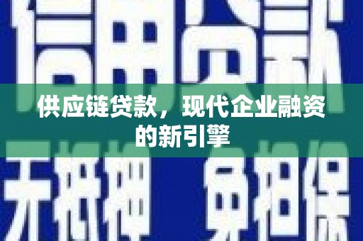 常平供应链贷款，现代企业融资的新引擎